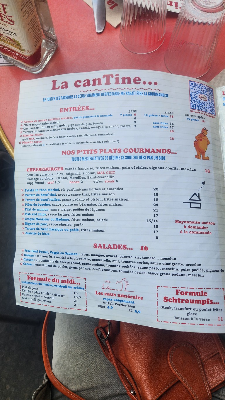 La Cantine menu 1