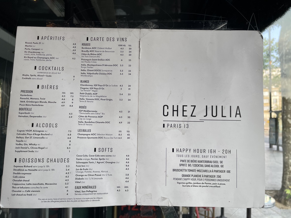 Pizza Julia menu 1