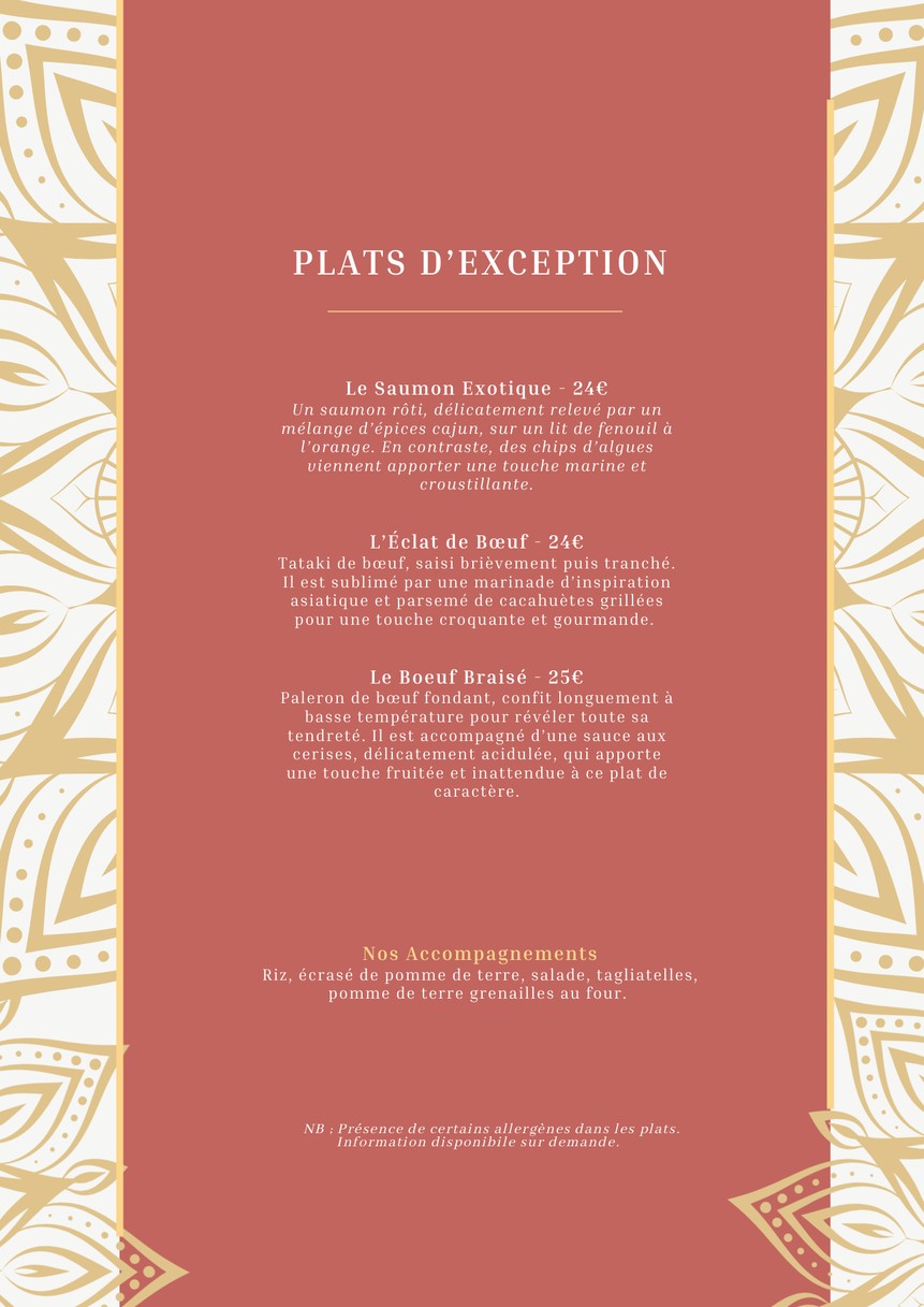 L'Ambassade des Terroirs menu 3