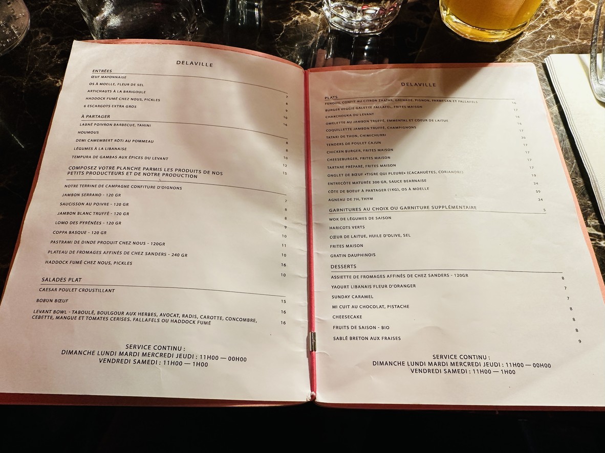 Delaville menu 1