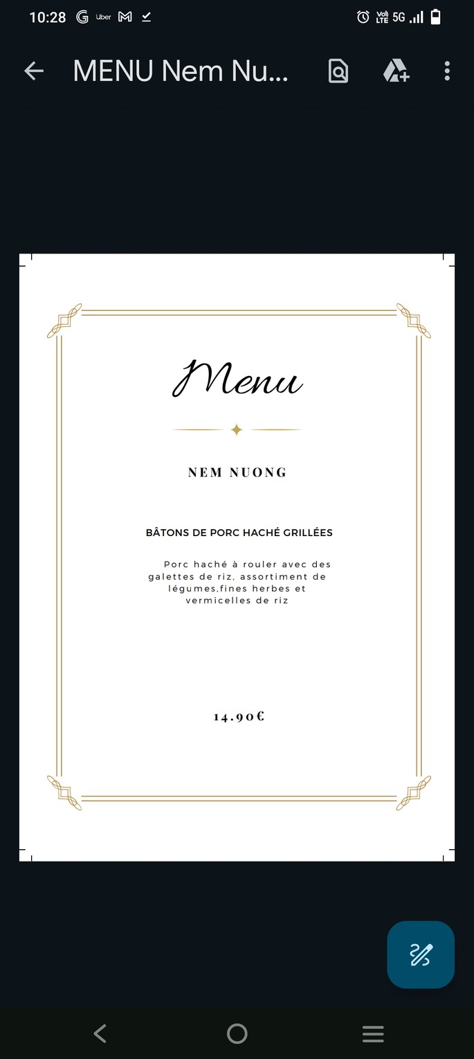 Song Huong menu 2