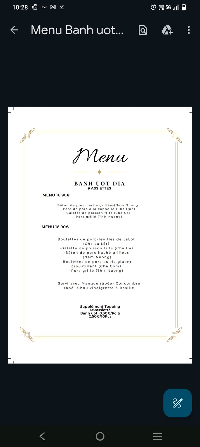 Song Huong menu 3