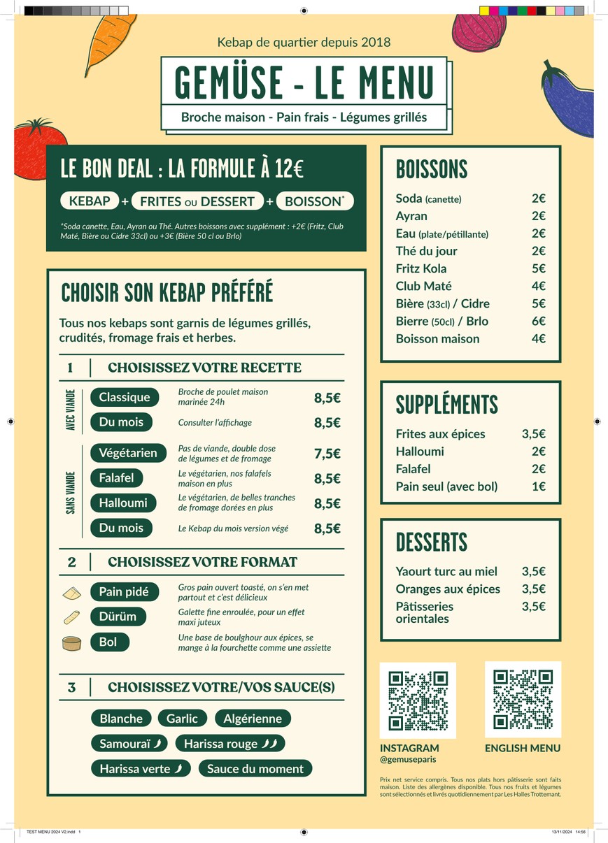 GEMÜSE - Berliner Kebap menu 1