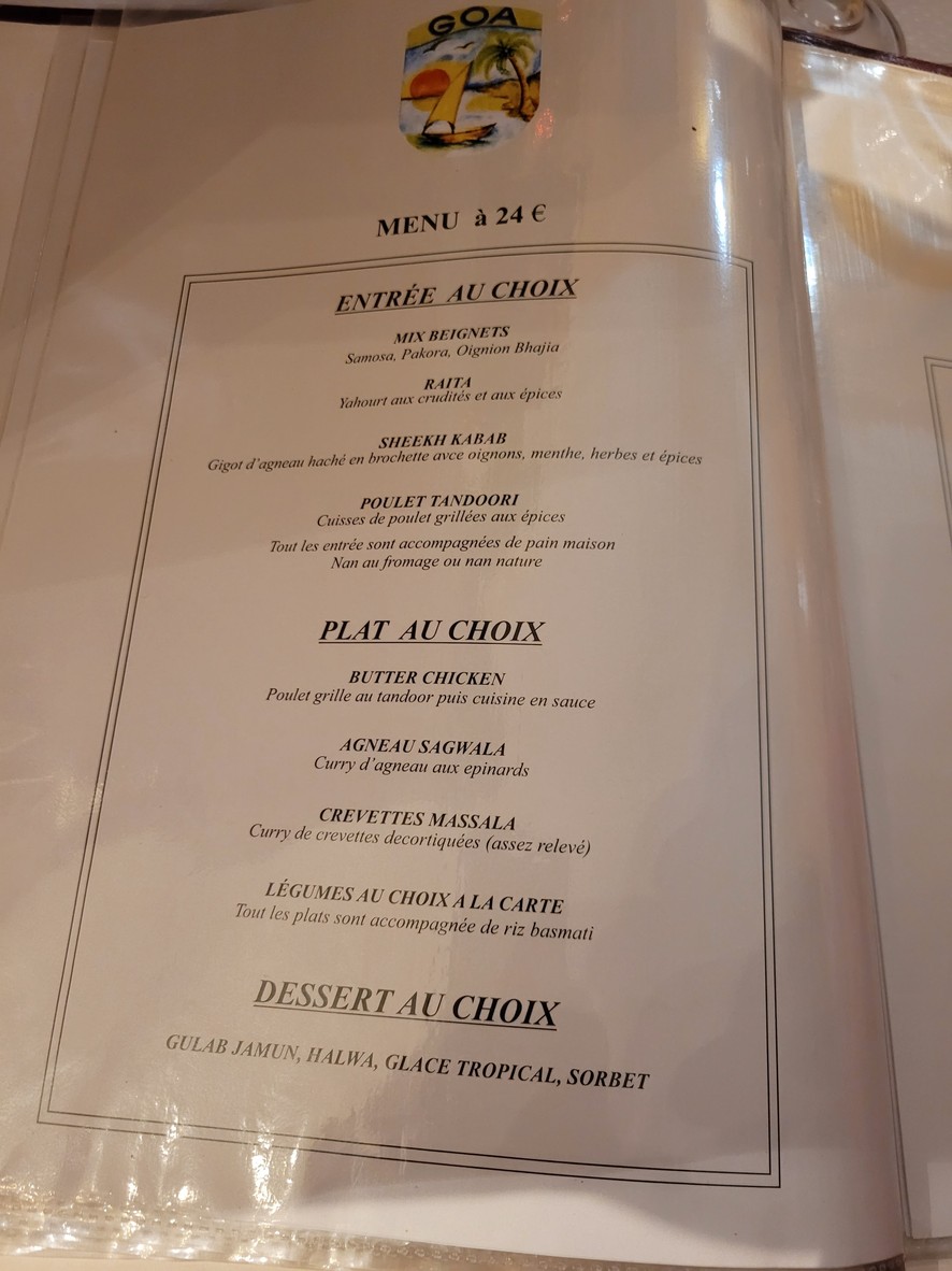 Indian Restaurant Goa menu 2