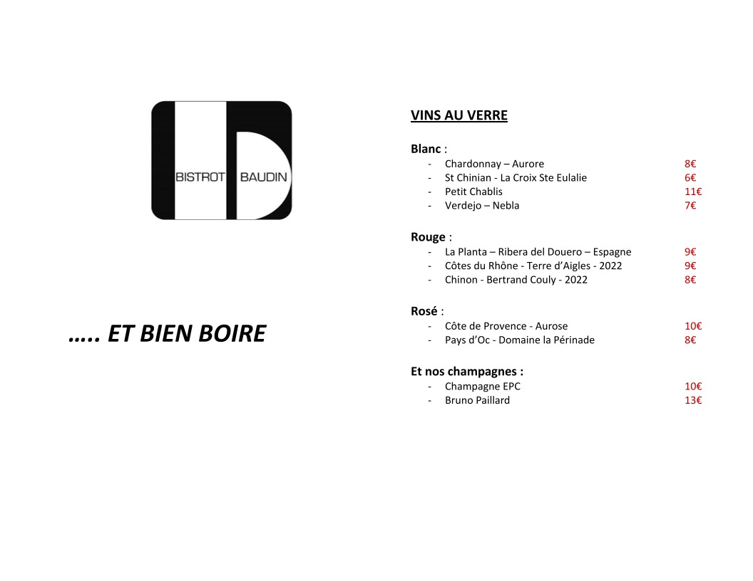 Bistrot Baudin menu 2