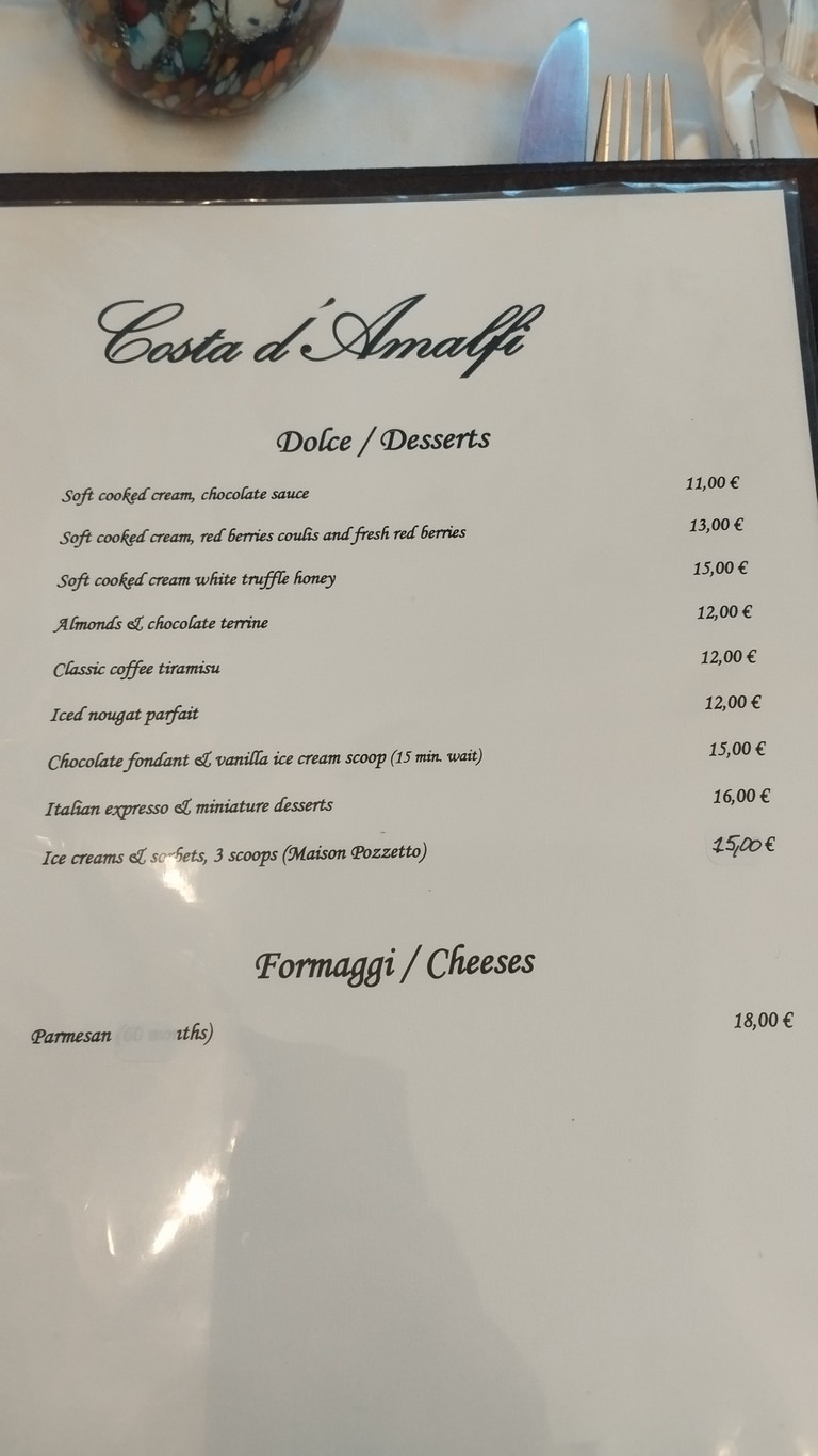 Costa d'Amalfi menu 4
