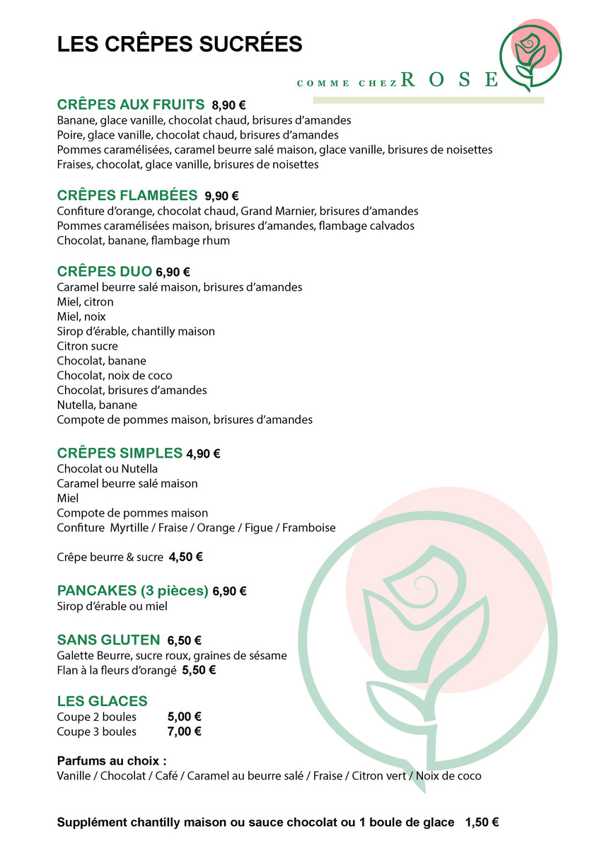 Comme Chez Rose menu 3