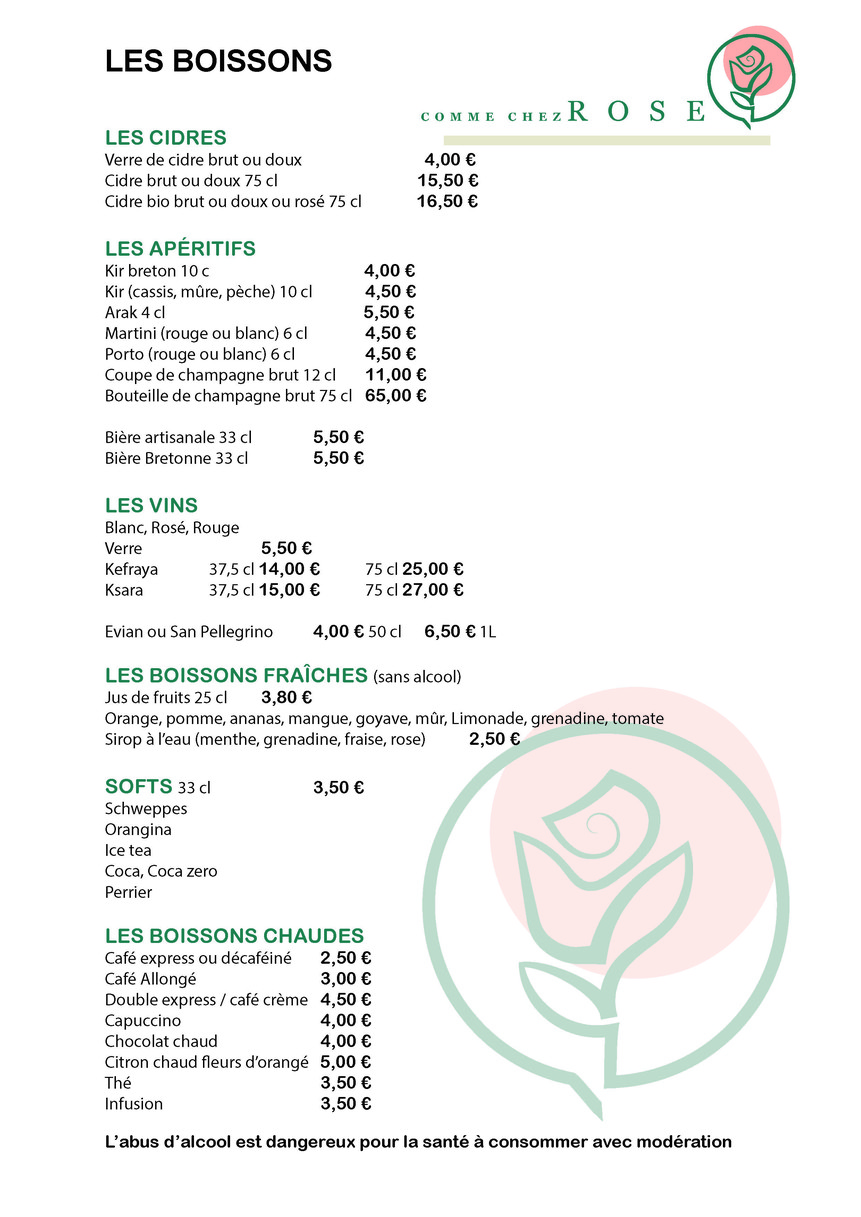 Comme Chez Rose menu 4