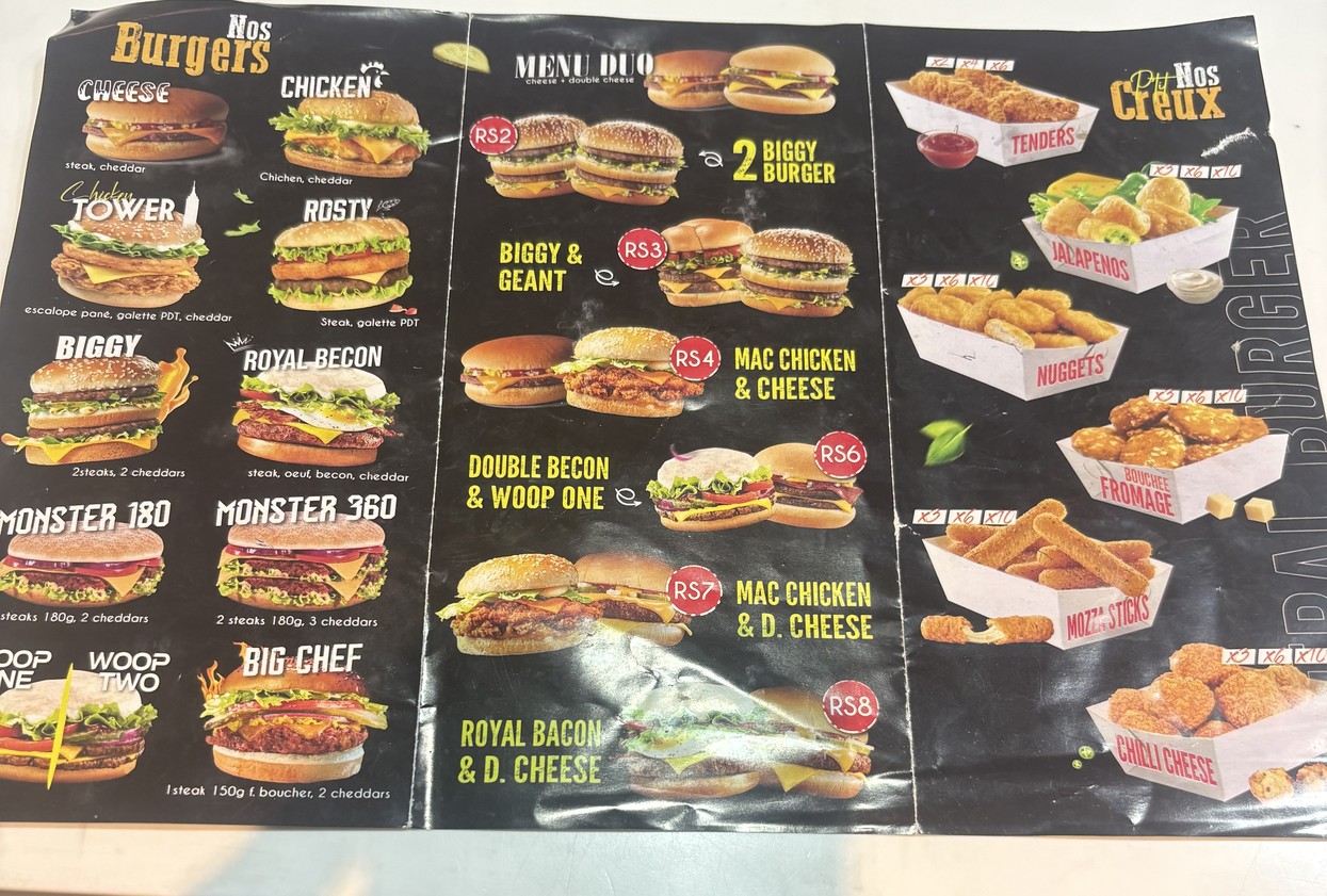 Mistral Burger menu 2