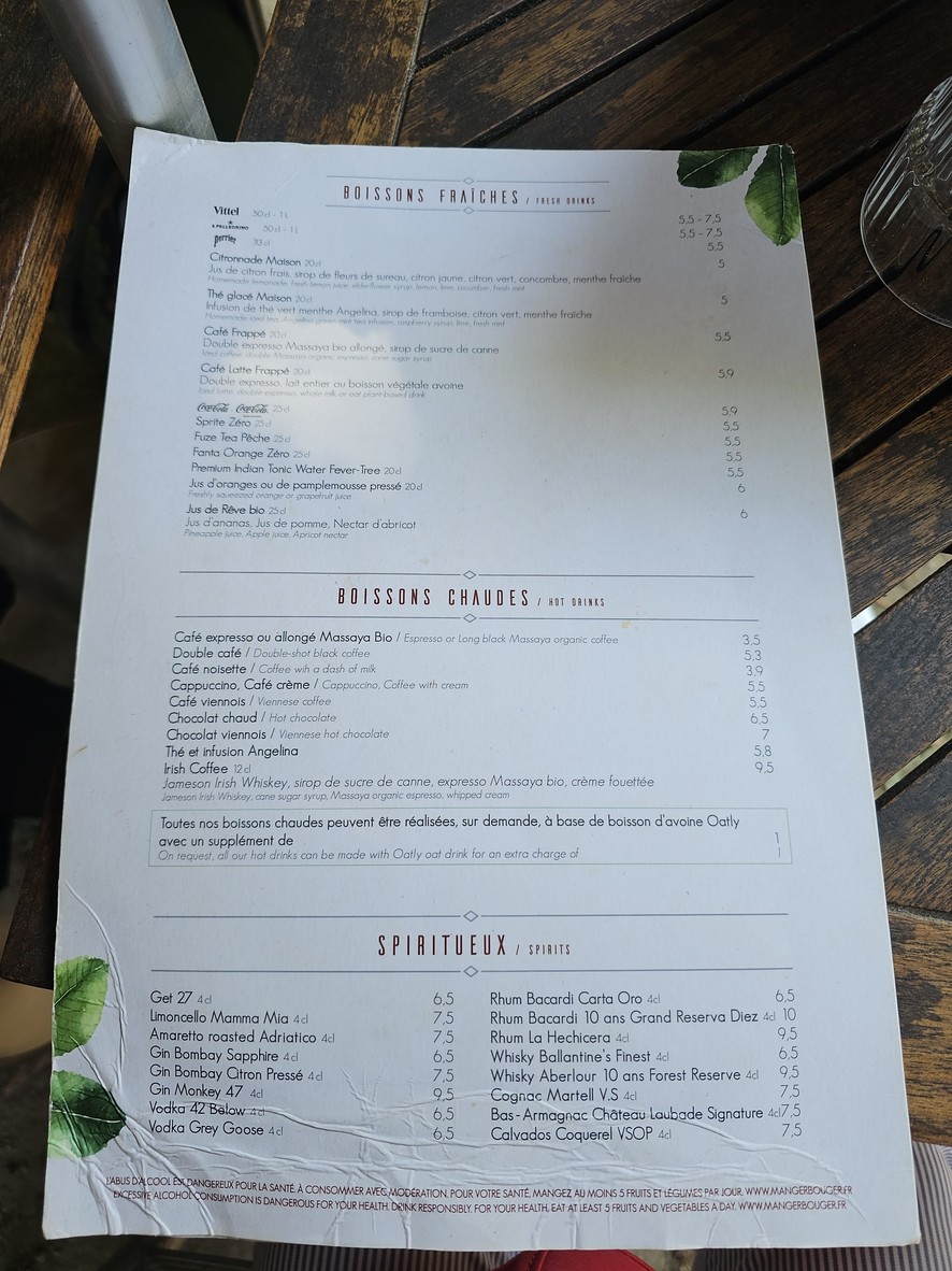 Café des Marronniers menu 1