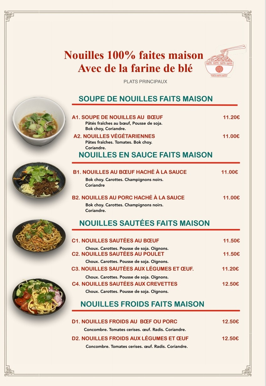 Nouilles maison Zambalha restaurant tibétain menu 2