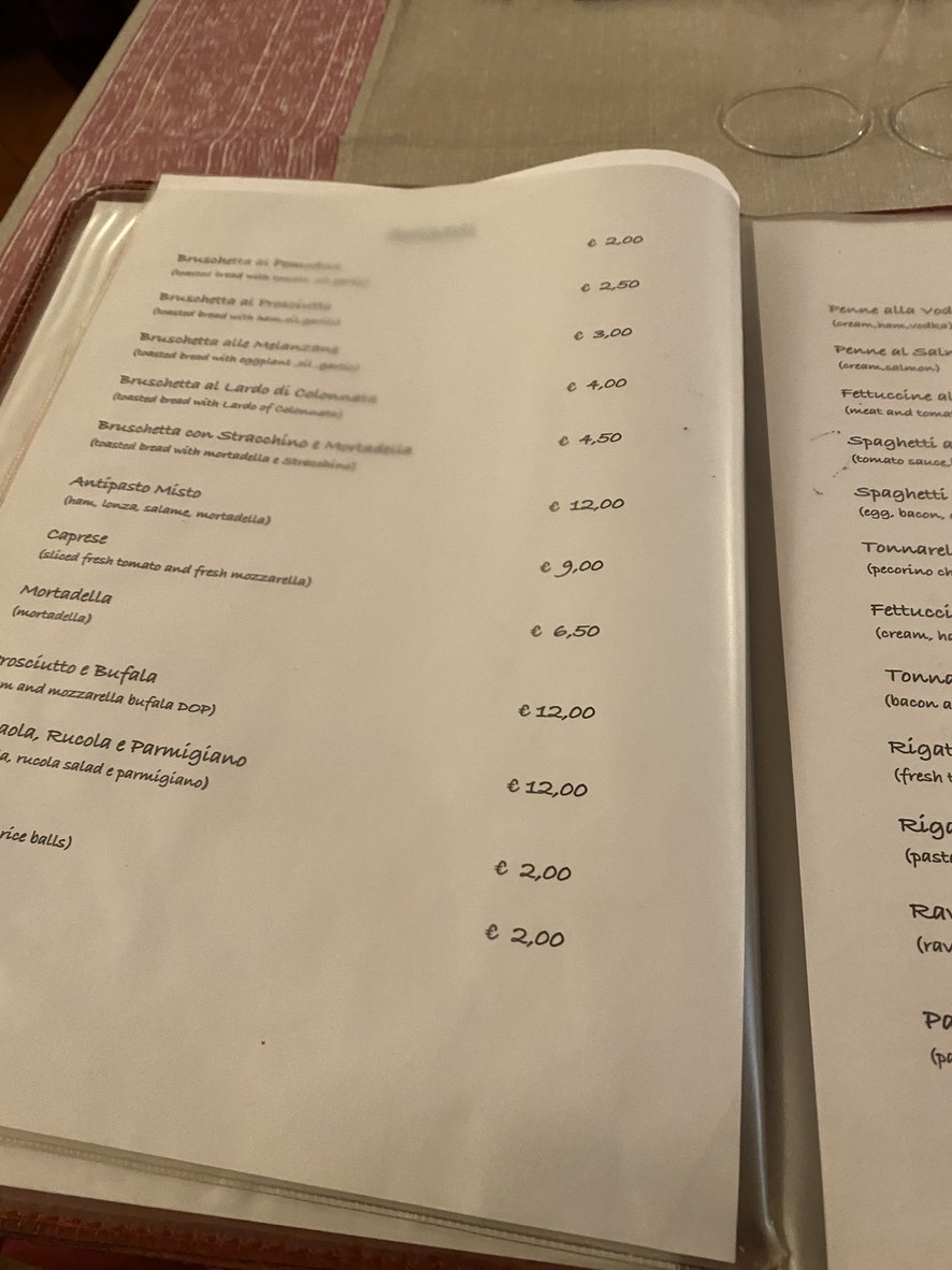Al Simeto menu 1