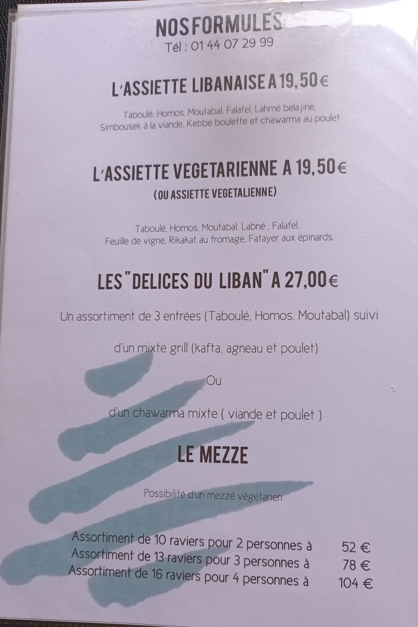 Aux Délices du Liban menu 3