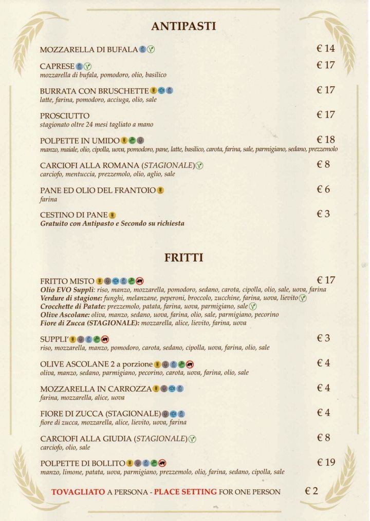 Osteria da Fortunata menu 1