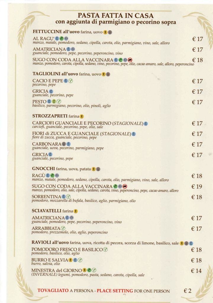Osteria da Fortunata menu 2