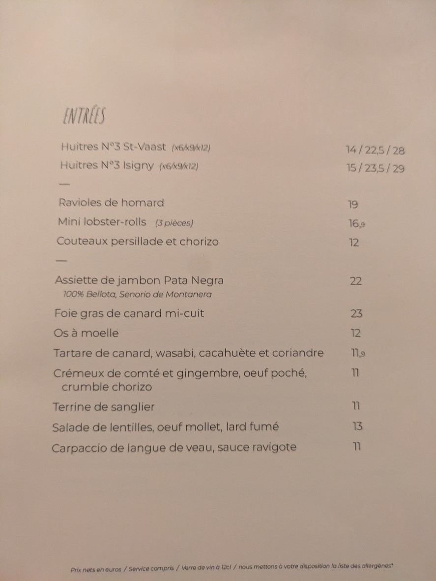 Les Coltineurs menu 1