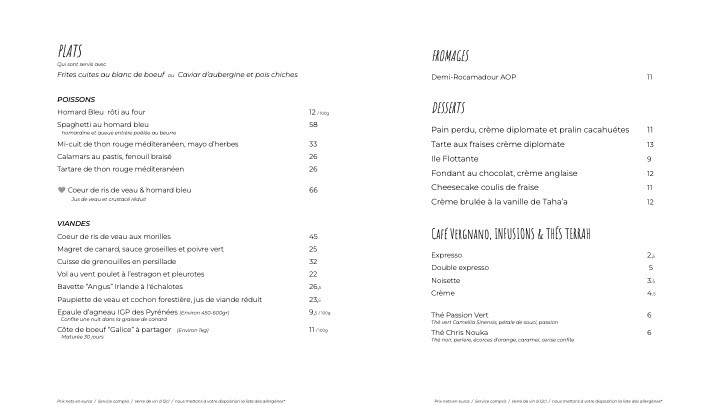 Les Coltineurs menu 2