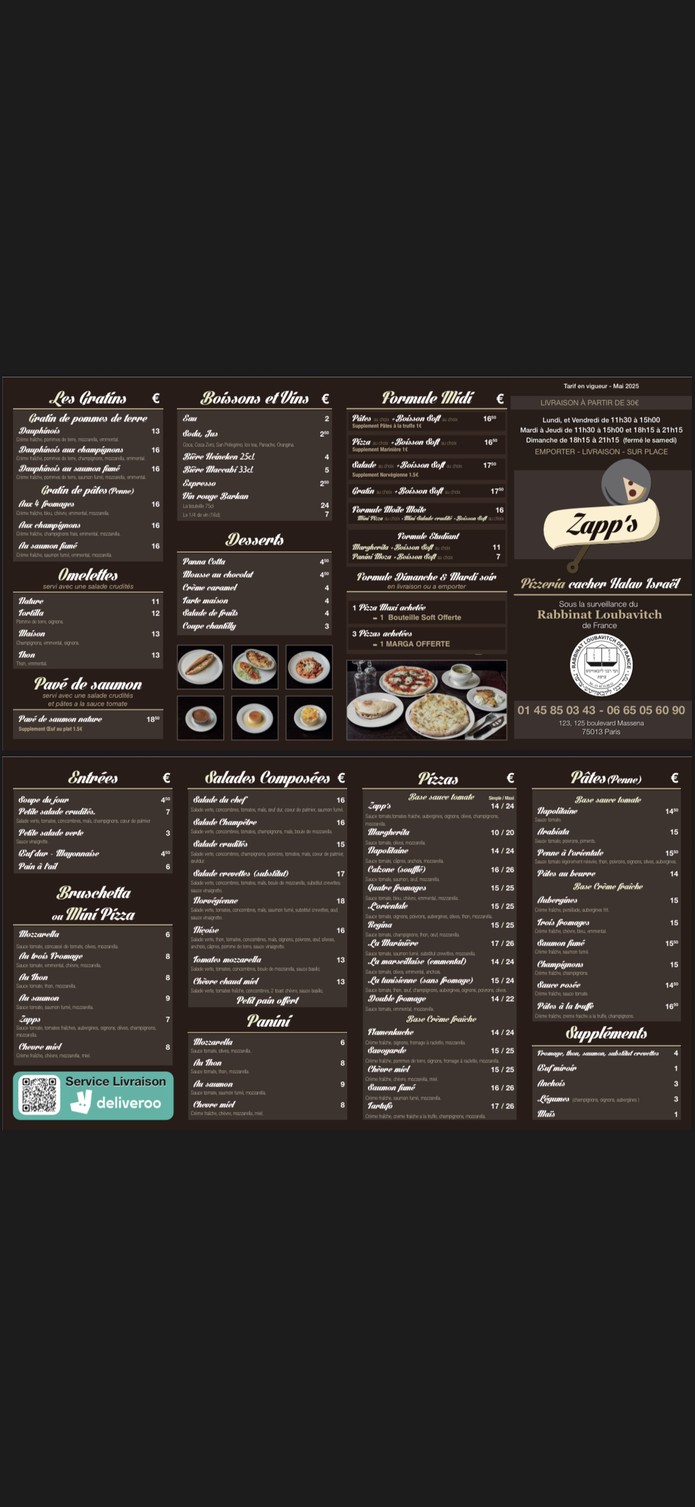 ZAPP'S menu 1