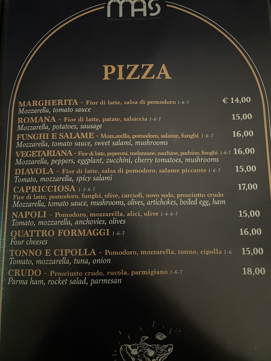 Más Italian Taste menu 4