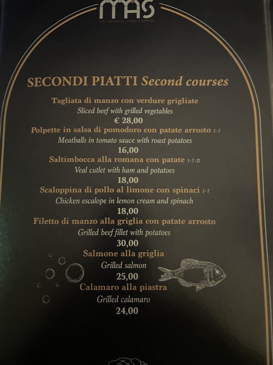 Más Italian Taste menu 5