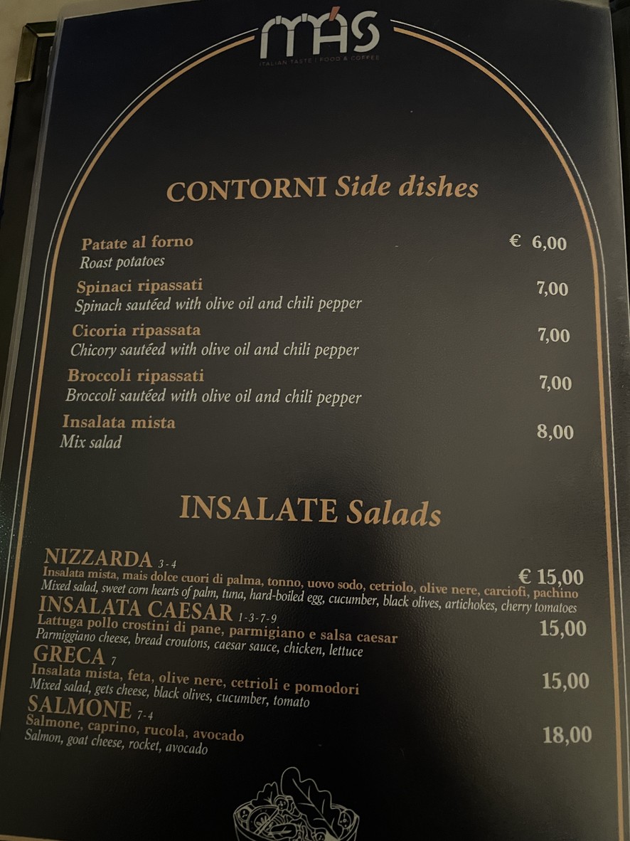 Más Italian Taste menu 6