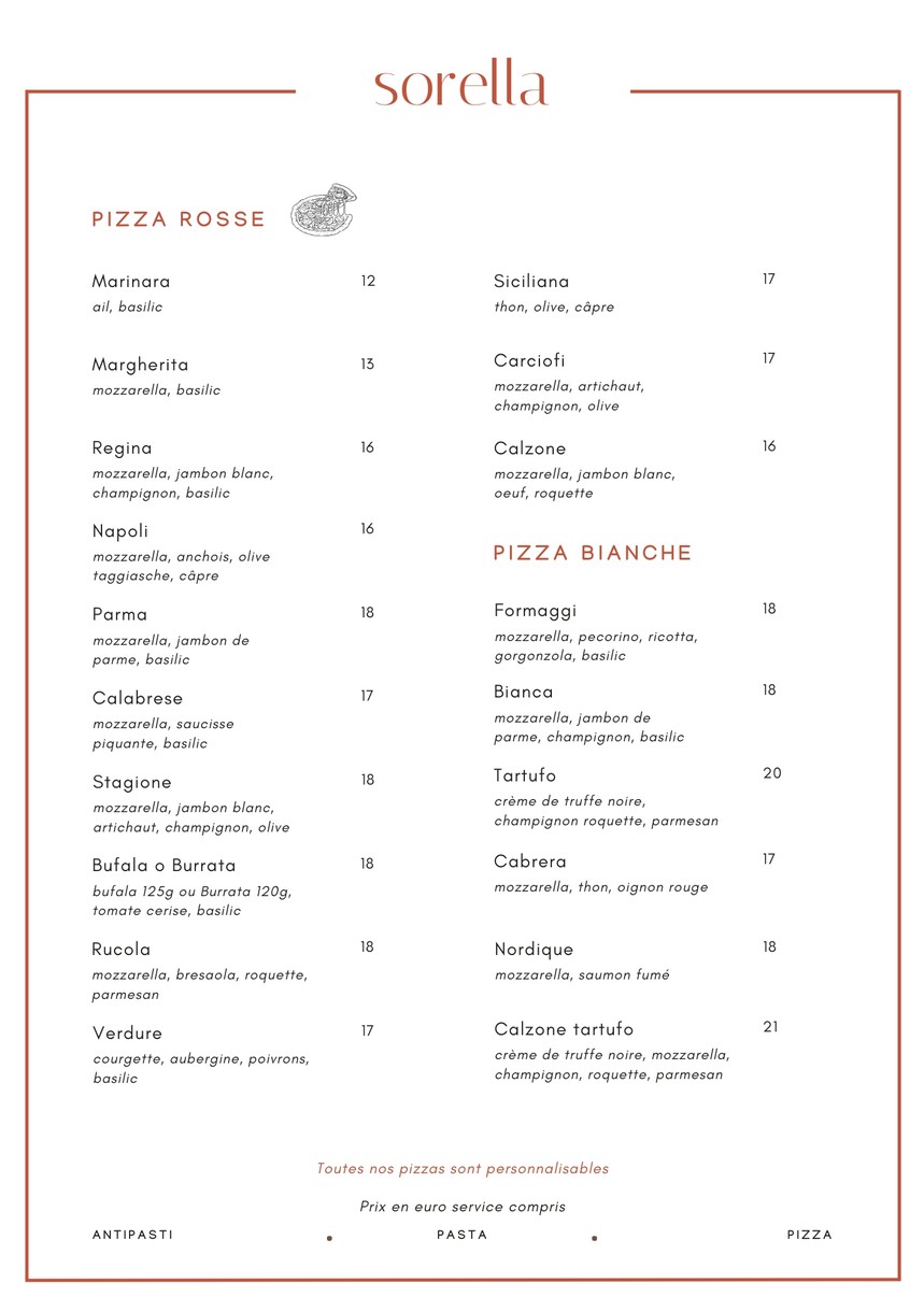 Sorella menu 2