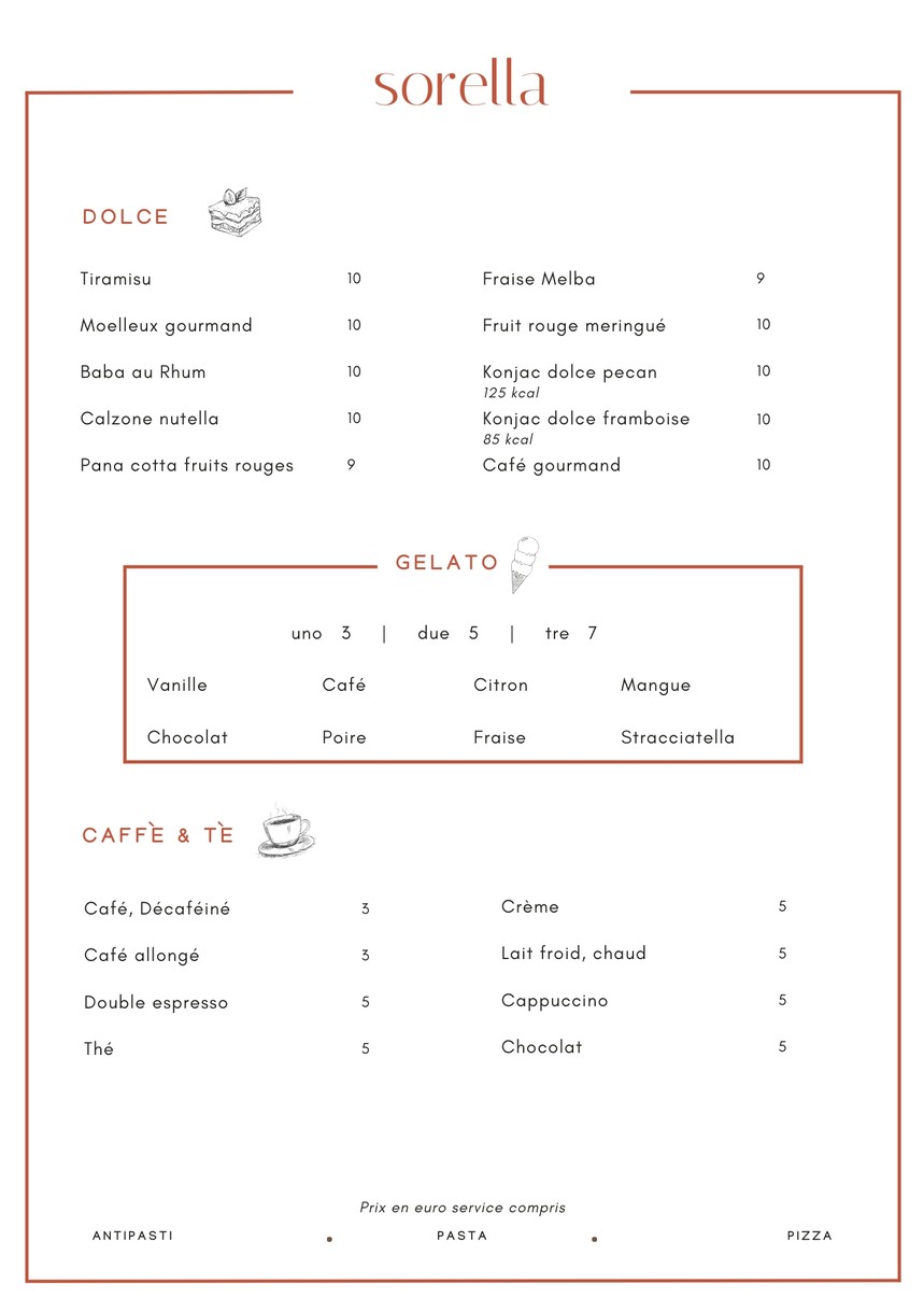 Sorella menu 4
