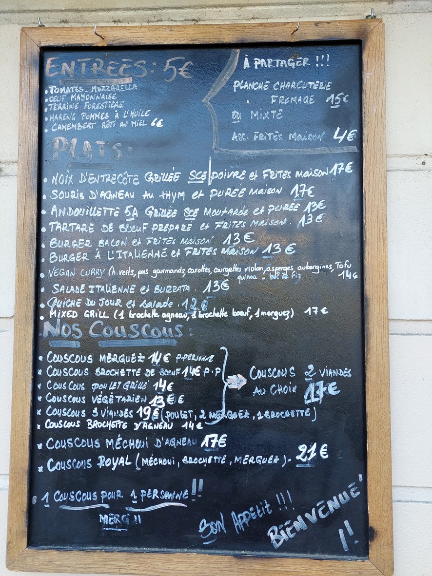 Au Fil Du Vin menu 1