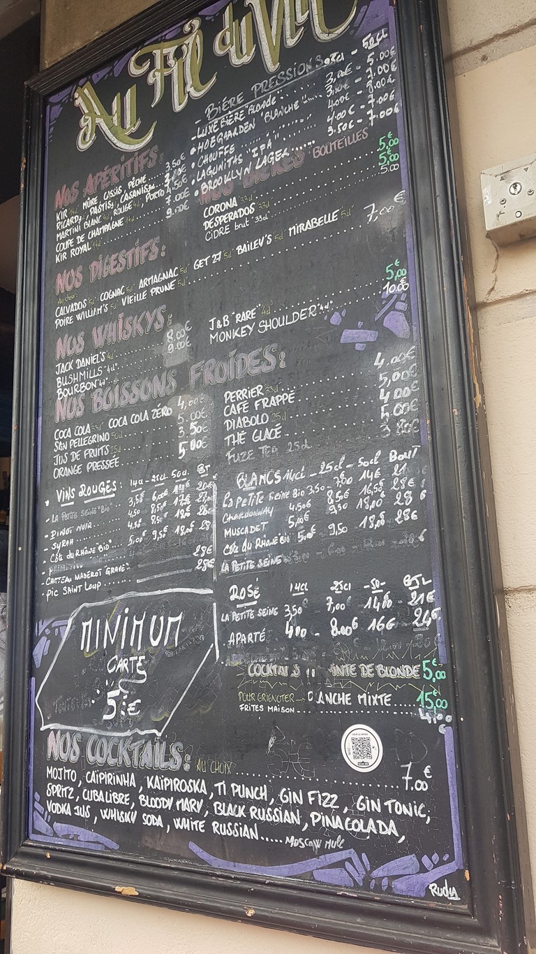 Au Fil Du Vin menu 2