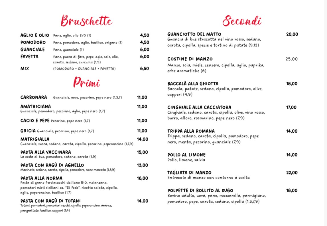 Osteria il matto menu 2