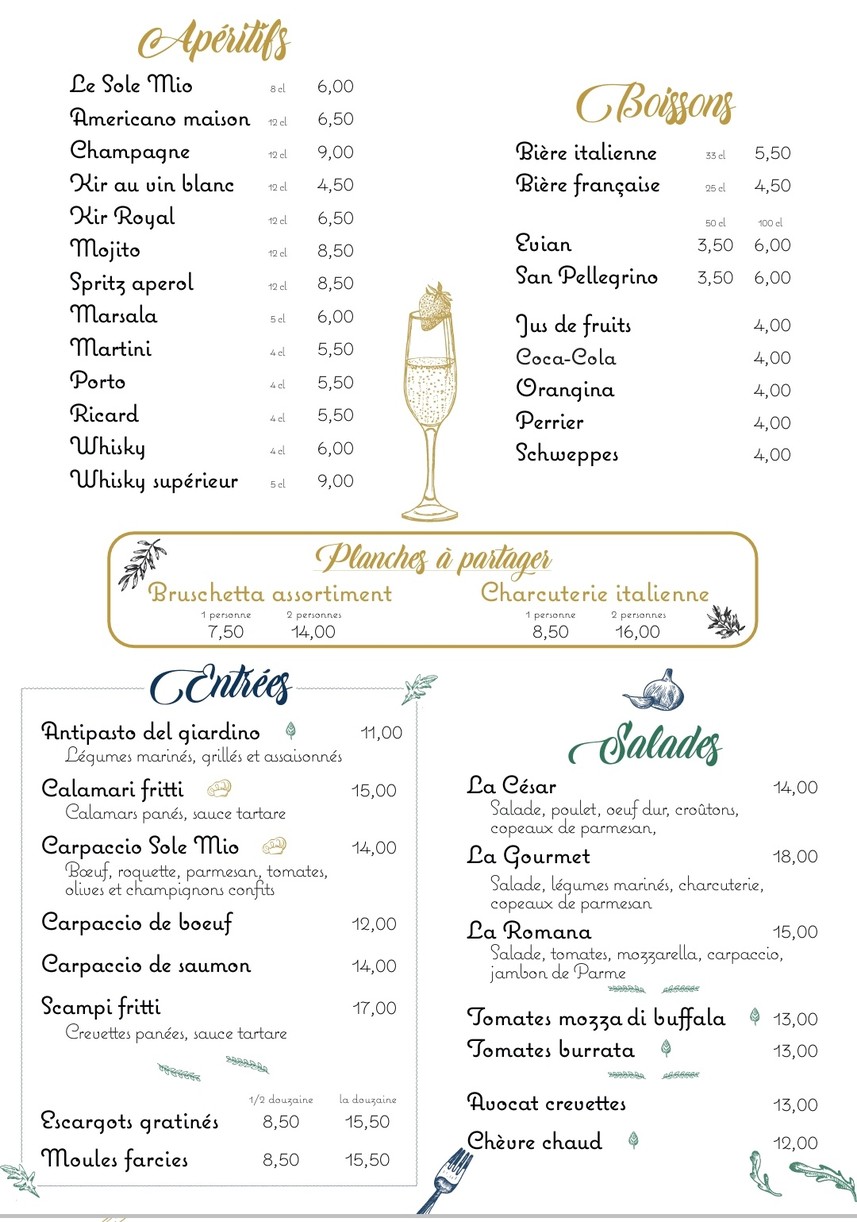 Restaurant Sole Mio menu 1