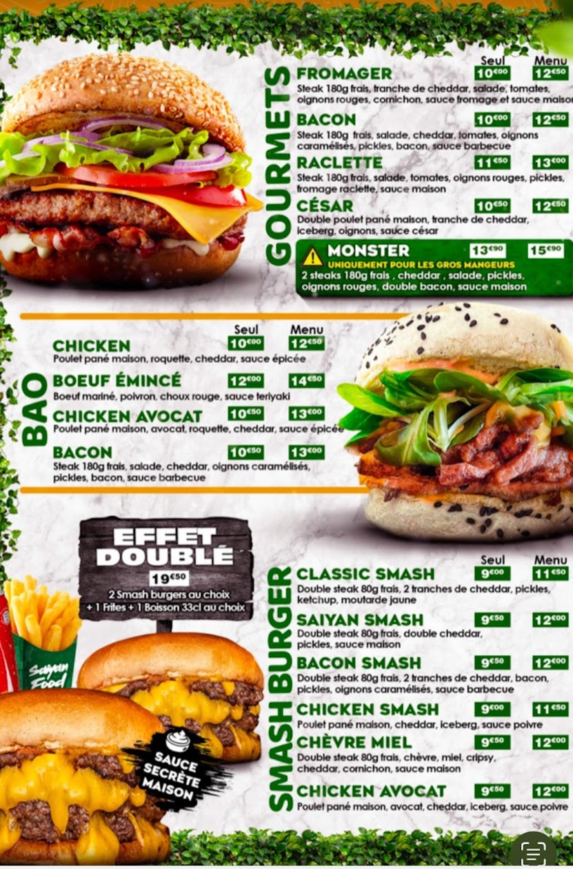 Saiyan Food menu 4