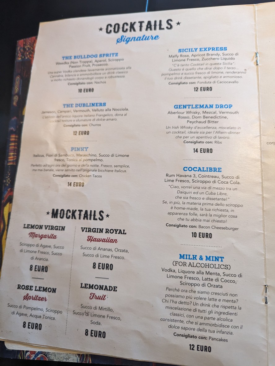 The Bulldog Rome menu 3