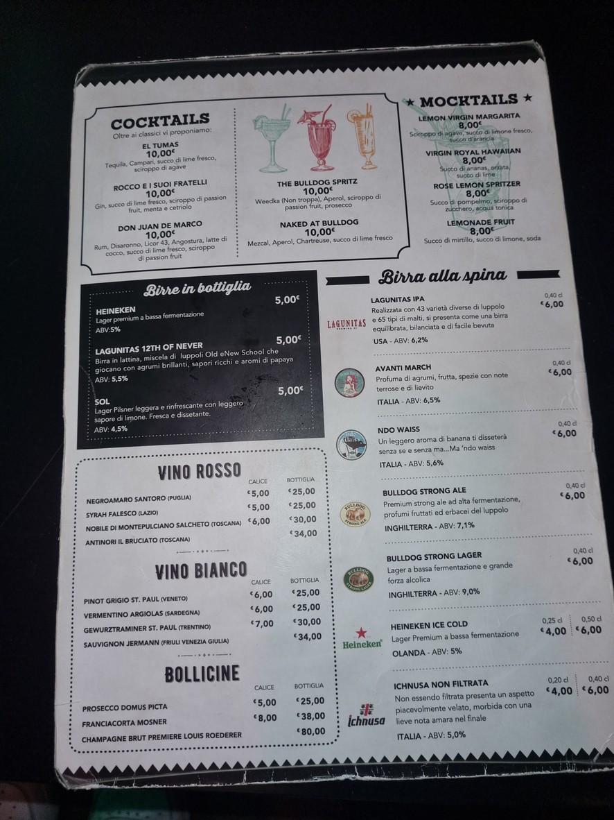 The Bulldog Rome menu 5