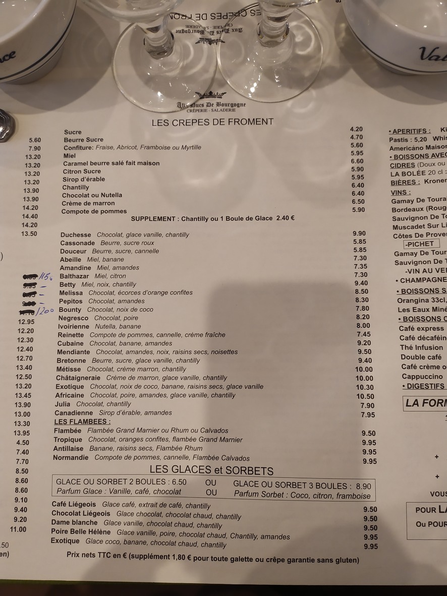 Aux Ducs de Bourgogne menu 3