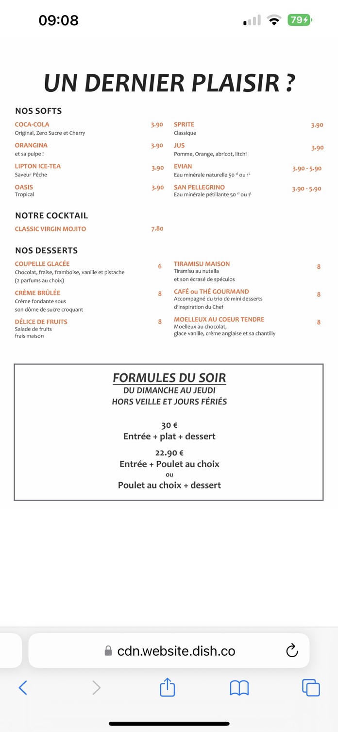 La Maison du Poulet menu 3