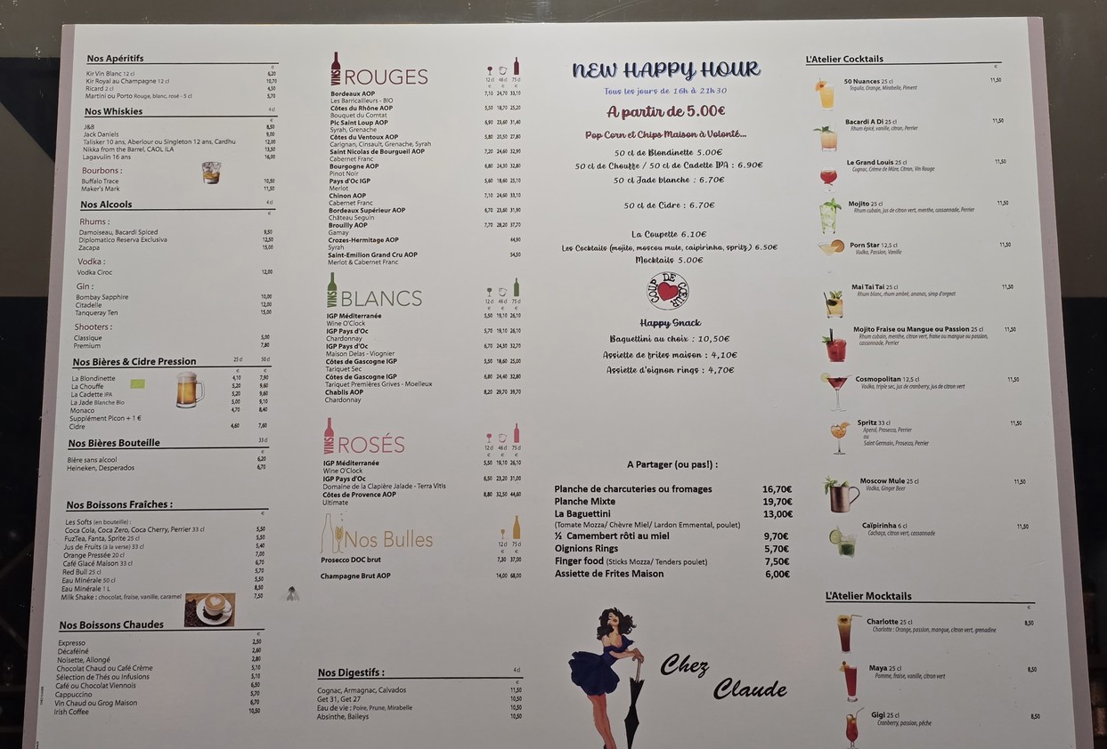 Chez Claude menu 3