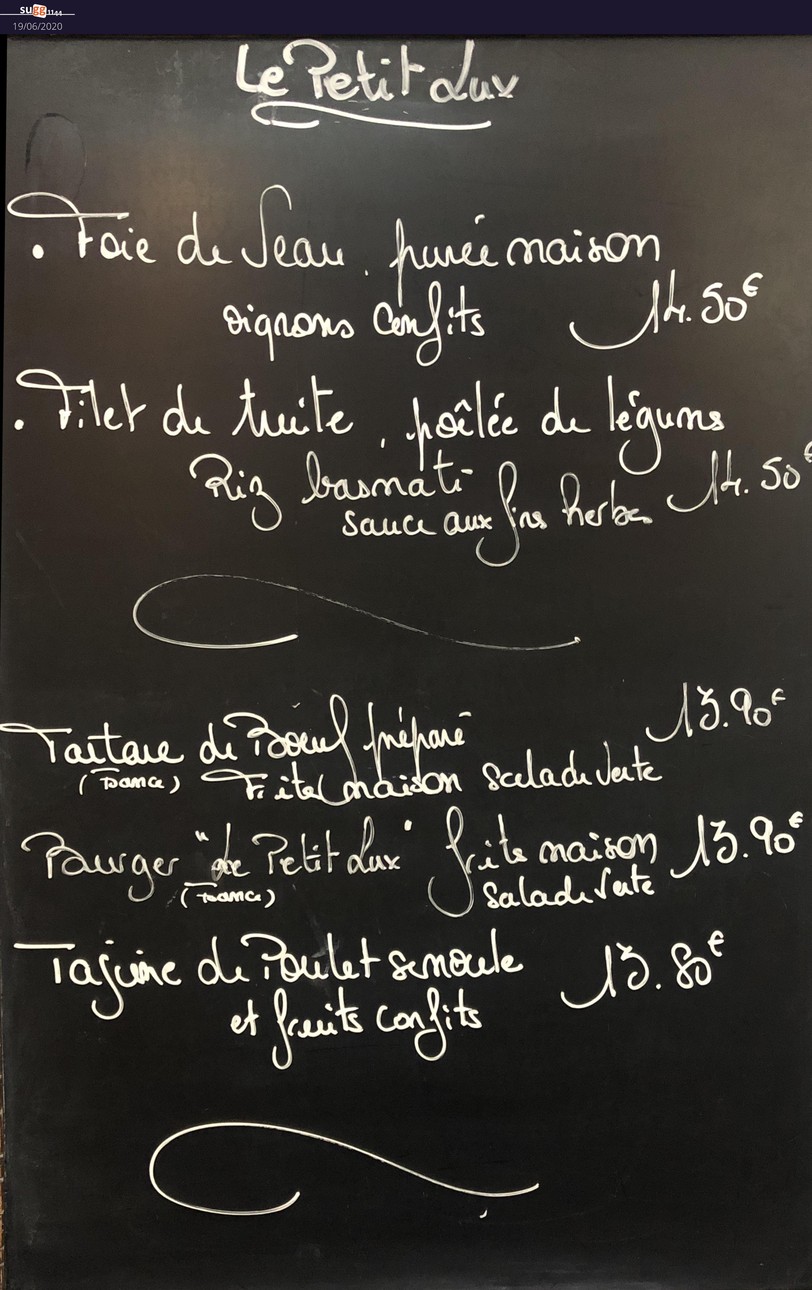 Le Petit Lux menu 1