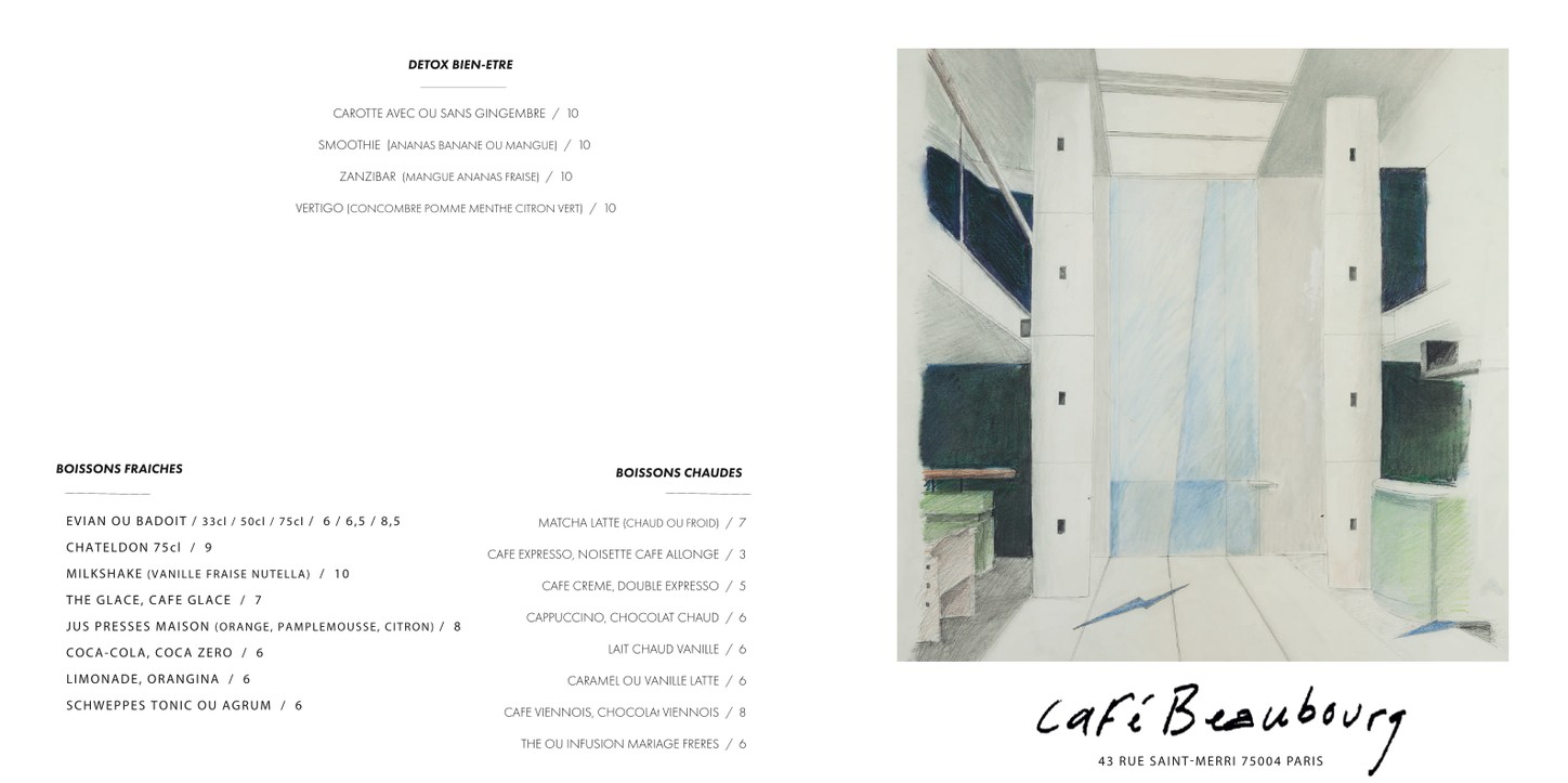 Café Beaubourg menu 1