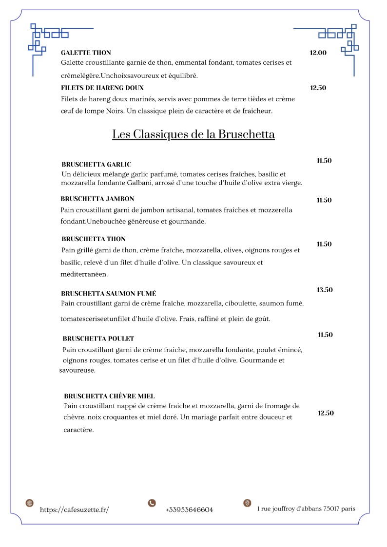 Café Suzette – Crêperie Traditionnelle à Paris 17 menu 2