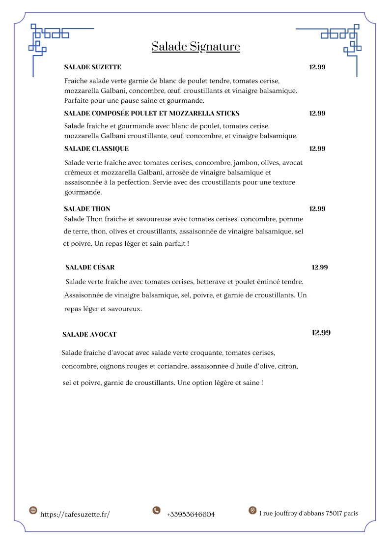 Café Suzette – Crêperie Traditionnelle à Paris 17 menu 5