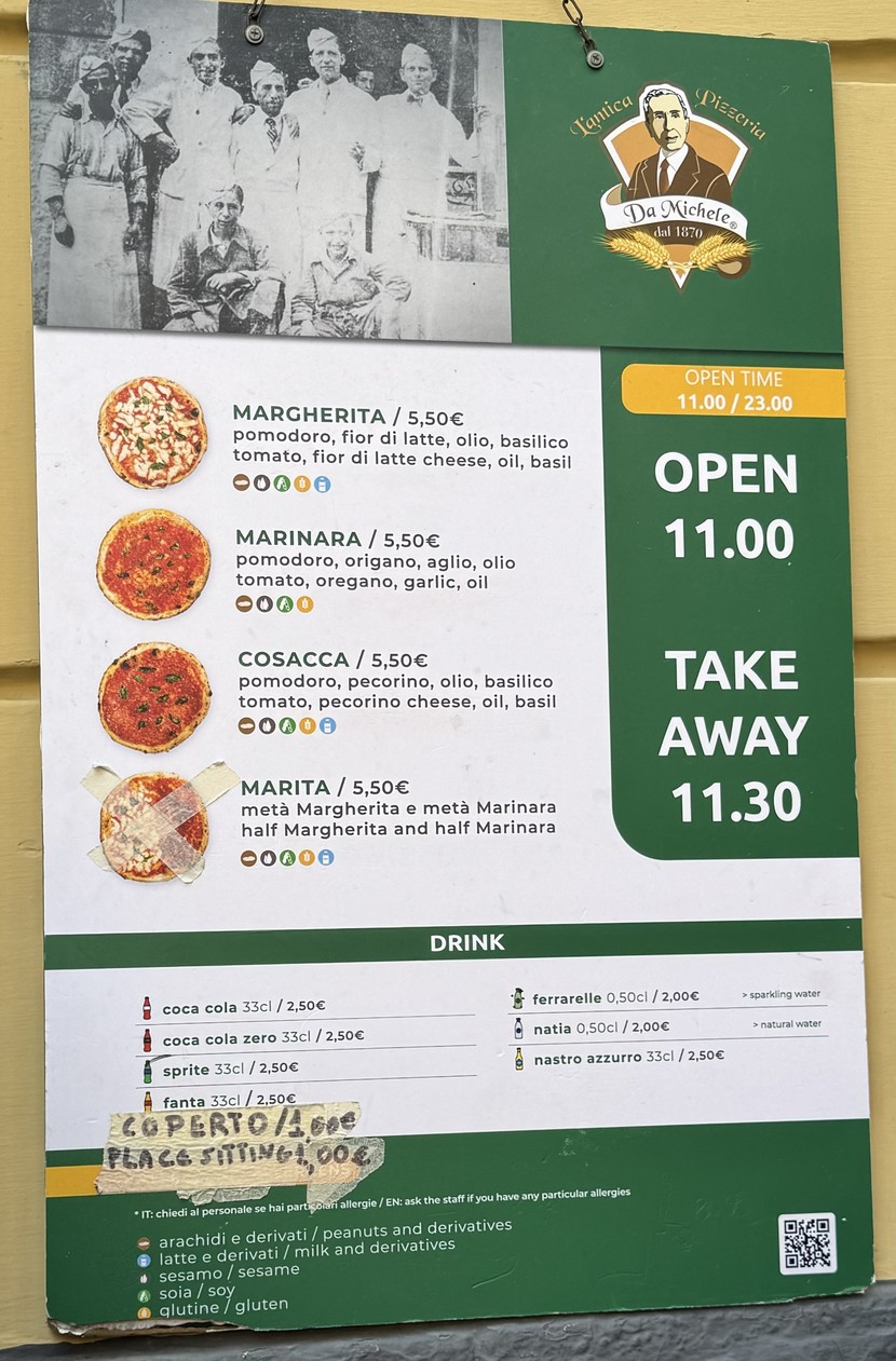 Antica pizzeria da Michele Roma Monte Grappa menu 1