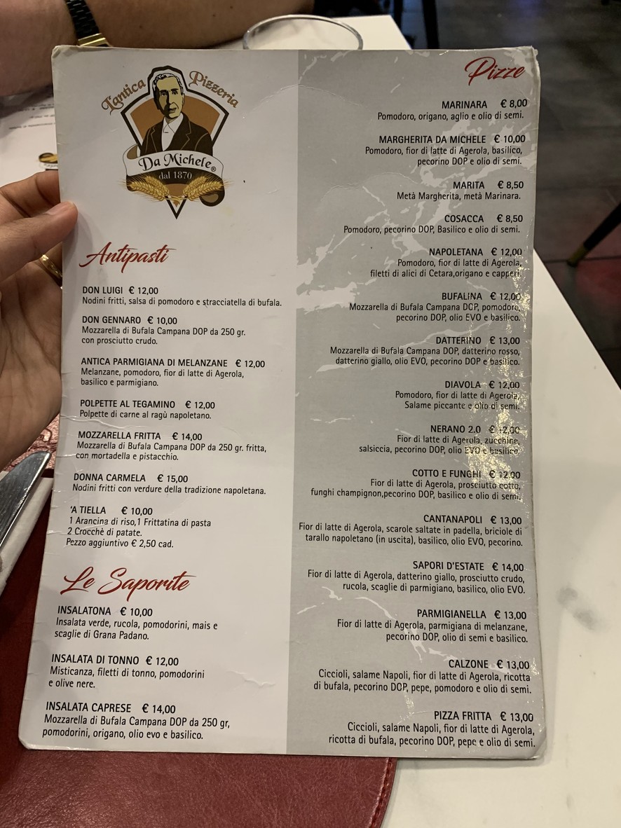 Antica pizzeria da Michele Roma Monte Grappa menu 2