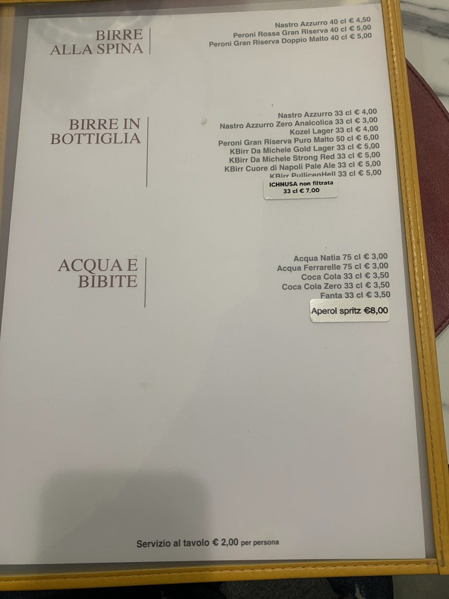 Antica pizzeria da Michele Roma Monte Grappa menu 4