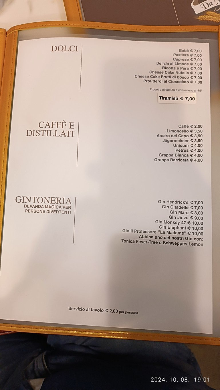 Antica pizzeria da Michele Roma Monte Grappa menu 5