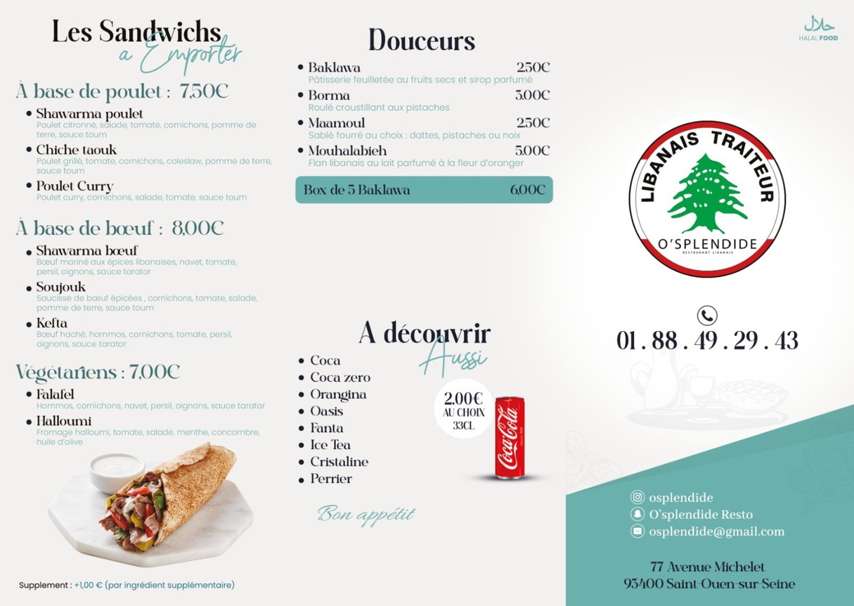 O'splendide menu 2