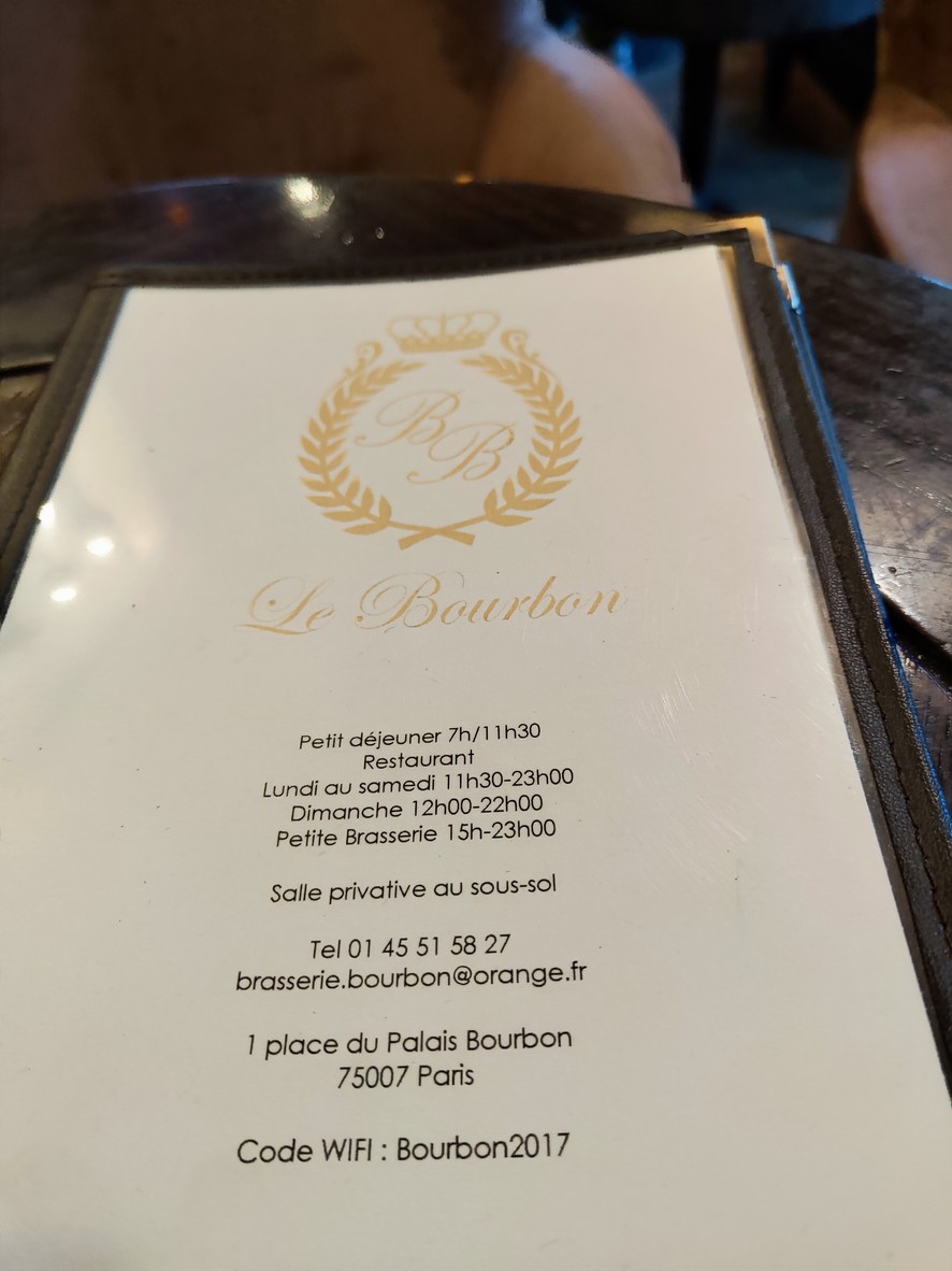 Brasserie Le Bourbon menu 1