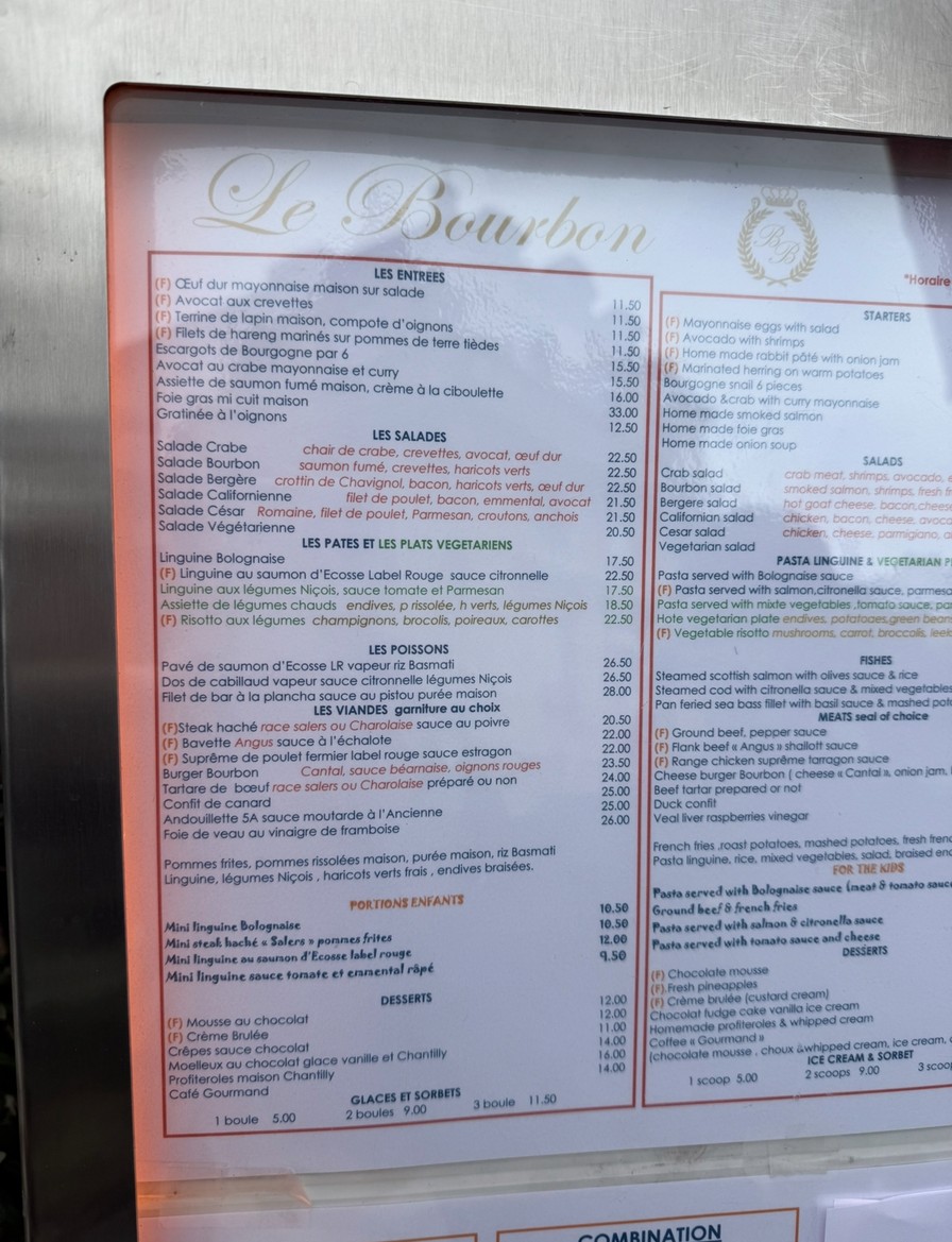 Brasserie Le Bourbon menu 2
