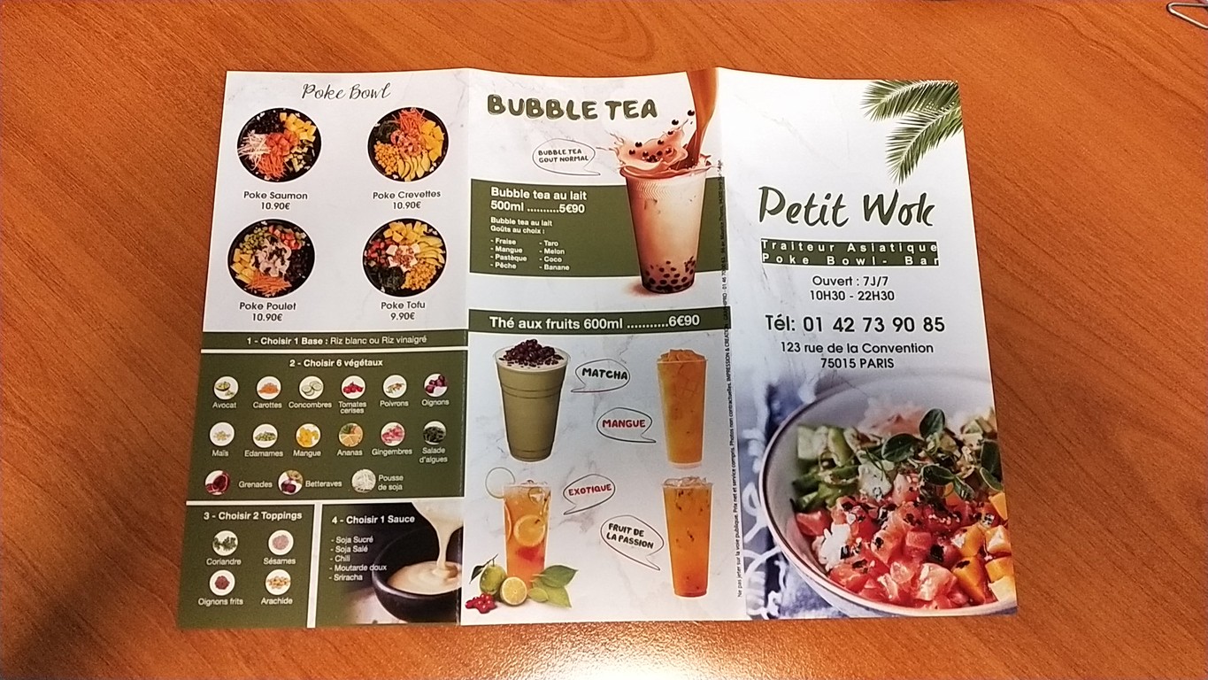 Petit wok menu 1
