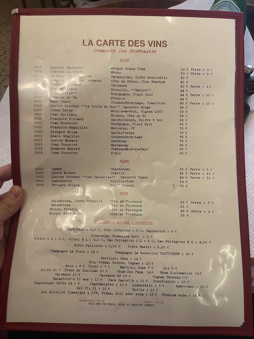 Le Paris Seize menu 2
